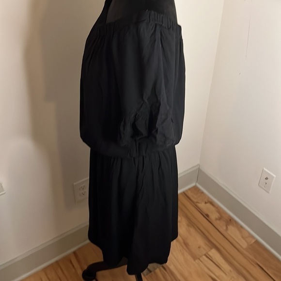 C off the shoulder black tiered elastic waist pull over midi Boho dress Sz  XL - Picture 4 of 7